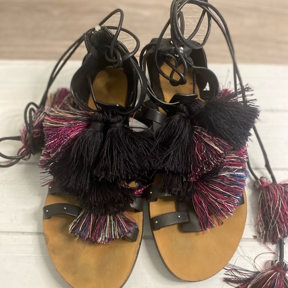 Rebecca Minkoff Black and Pink Lace-Up Sandals - Picture 3 of 5